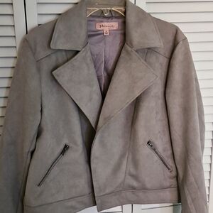 PHILOSOPHY GRAY FAUX SUEDE LINED MOTO JACKET sz XL